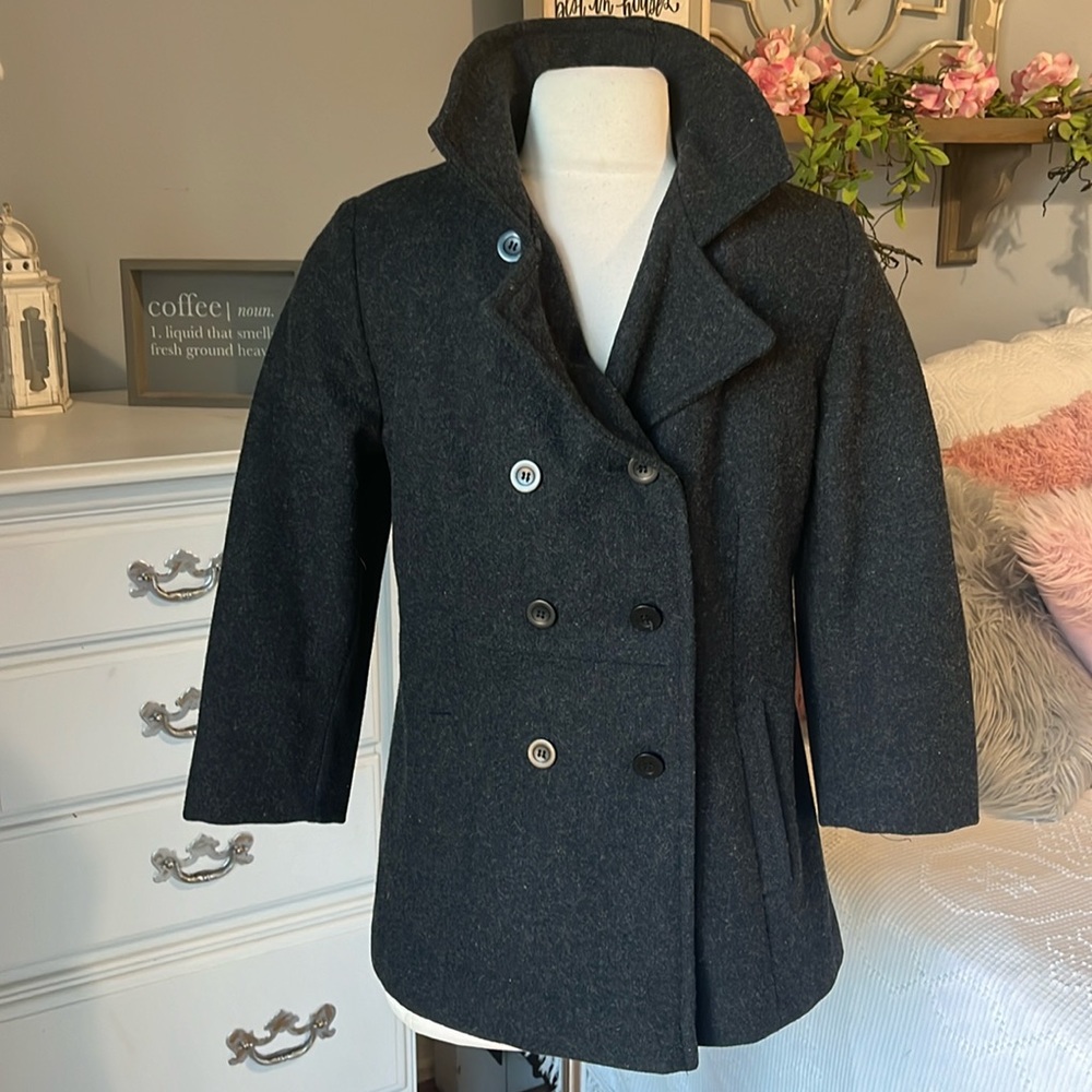 Trilogi Collection Charcoal Wool Pea Coat Girls 14 Winter Black Charcoal